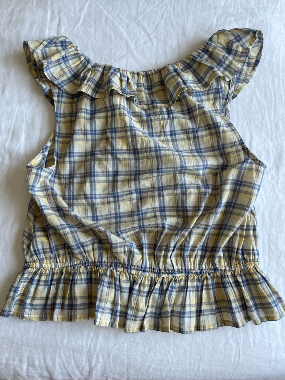 Abercrombie & Fitch Yellow and Blue Plaid Scoop Neck Tank - Picture 3 of 5